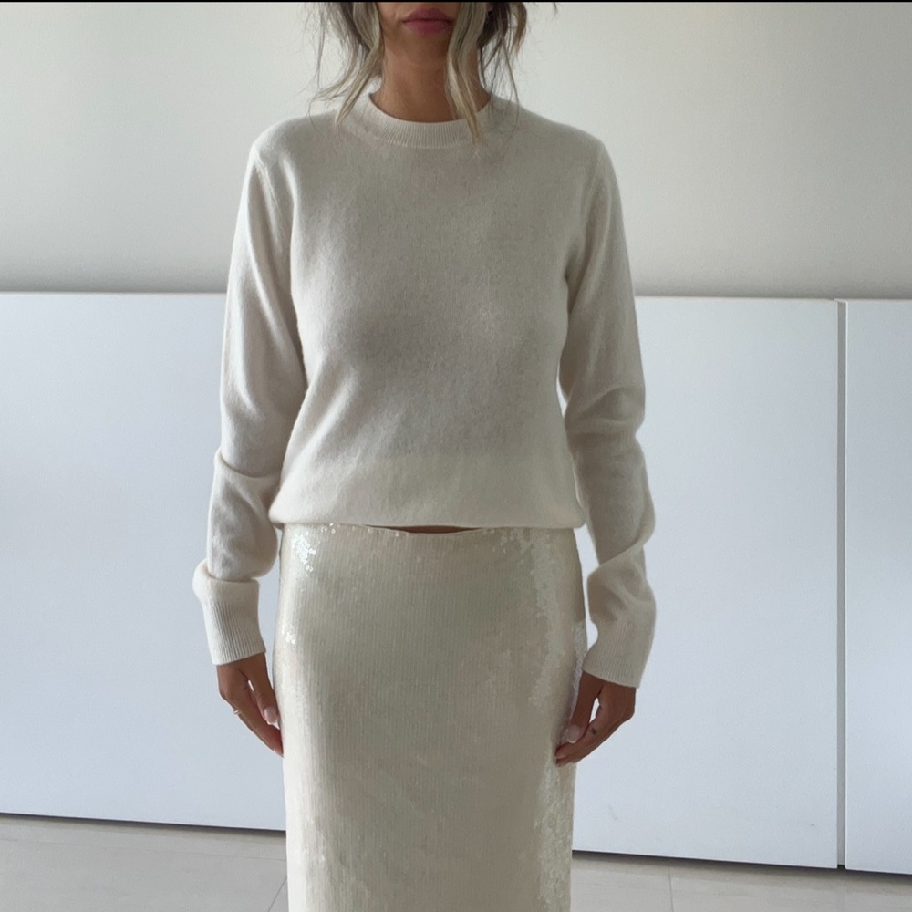 H&M Cream Sequin Maxi Skirt